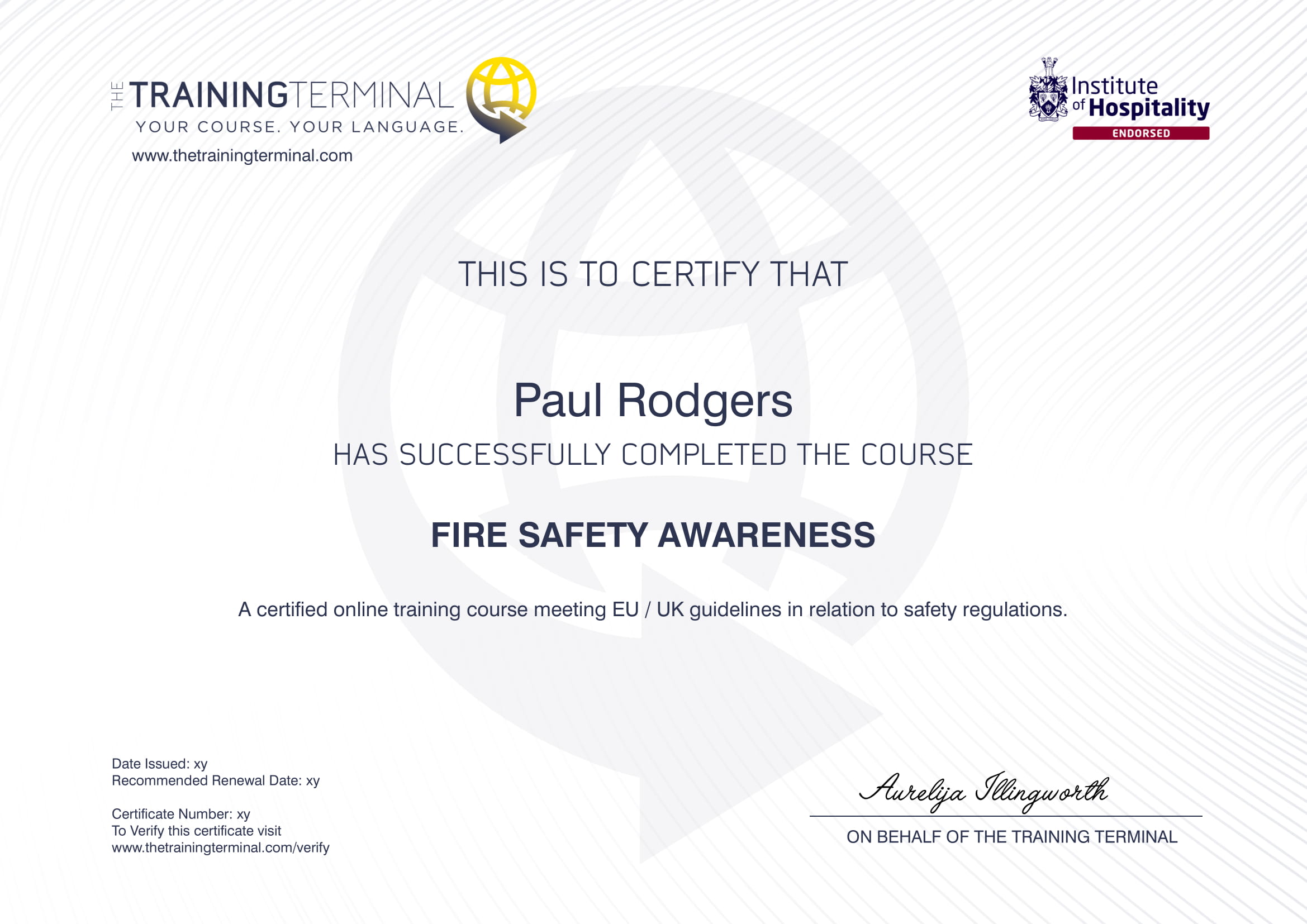 Fire Safety Awareness Course